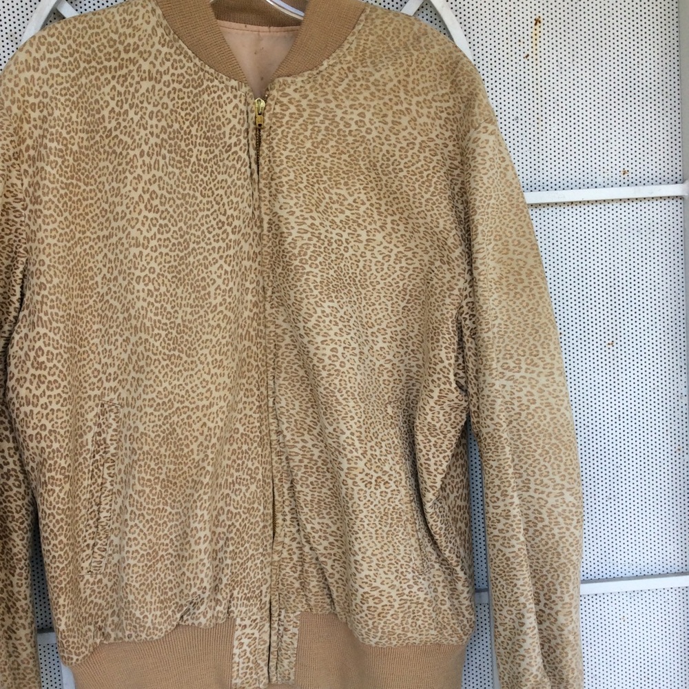Rare vintage suede animal print bomber jacket